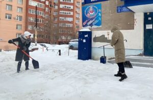 Read more about the article Работники Модельной детской библиотеки №40 вышли на уборку снега
